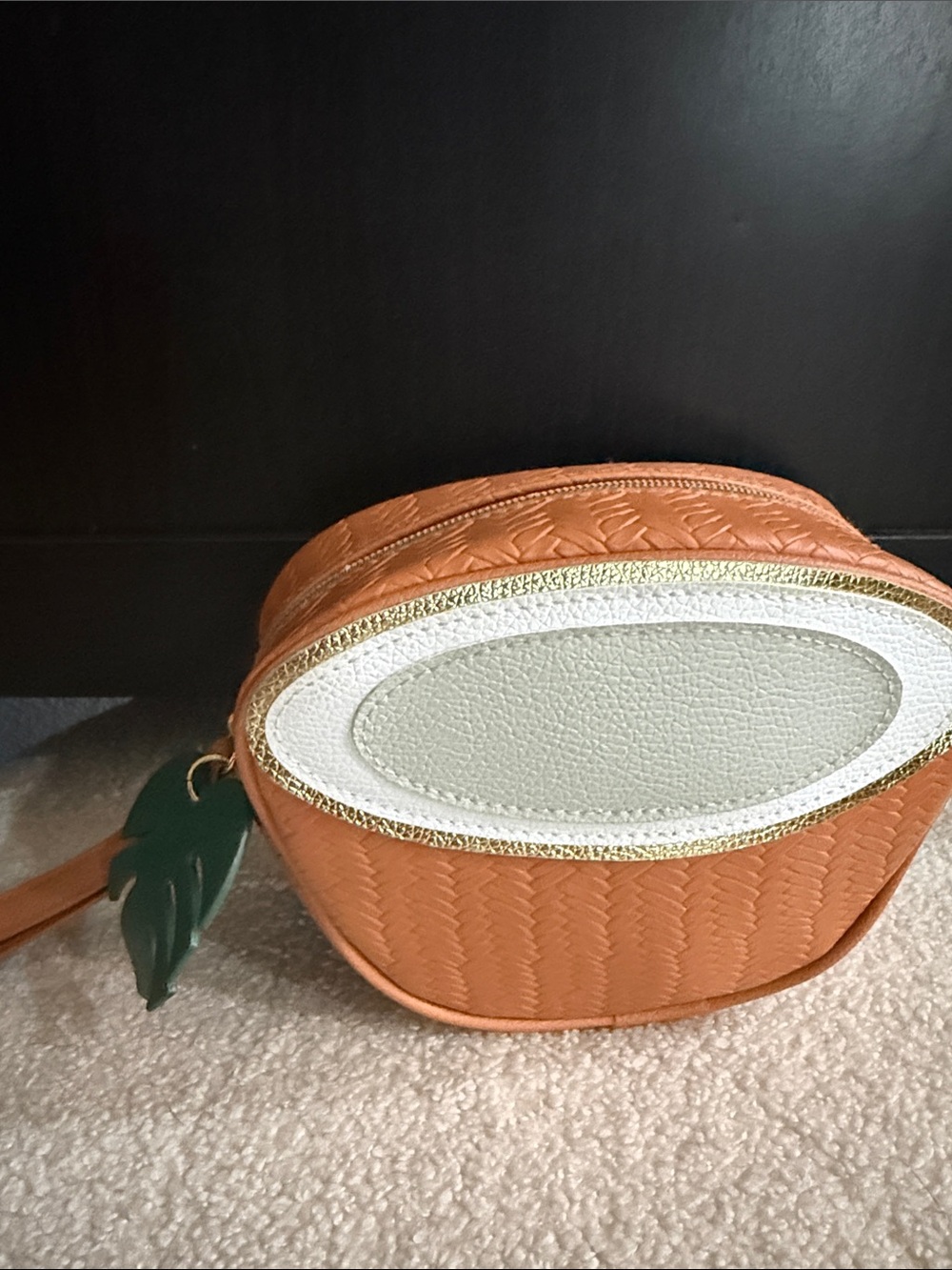 Bath & Body Works Coconut Shaped Makeup Wristlet Bag with Leaf Charm
